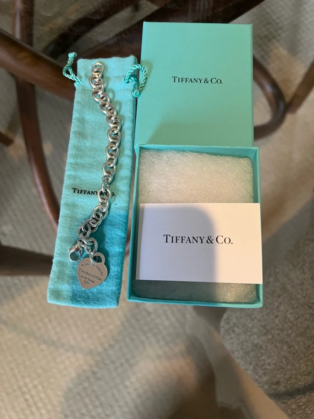 Tiffany & Co. Sterling Silver Heart Tag Bracelet with Signature Blue - Picture 1 of 5